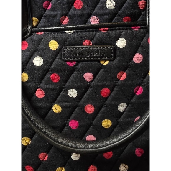 Vera Bradley Day Off Satchel Havana‎ Dots Black Pink Shoulder Bag Handbag Purse - Picture 7 of 16